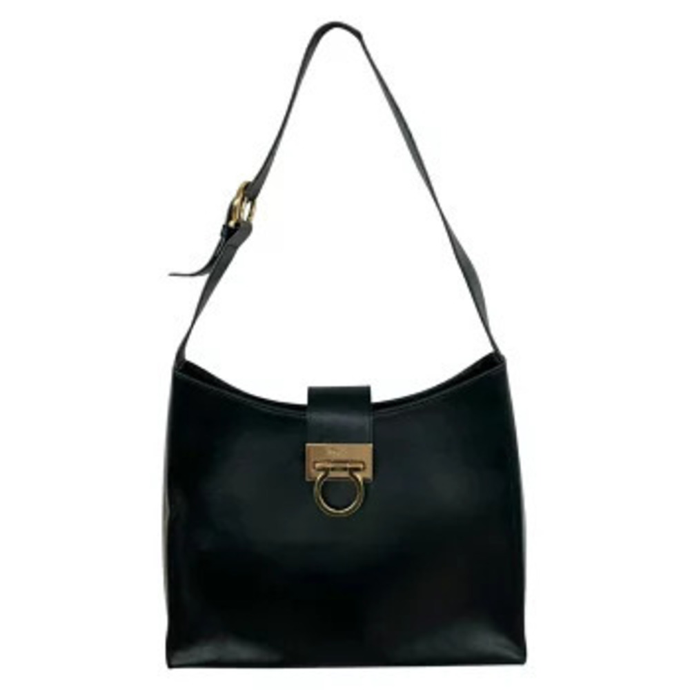 Salvatore Ferragamo Gancini Hobo Bag Black Leather